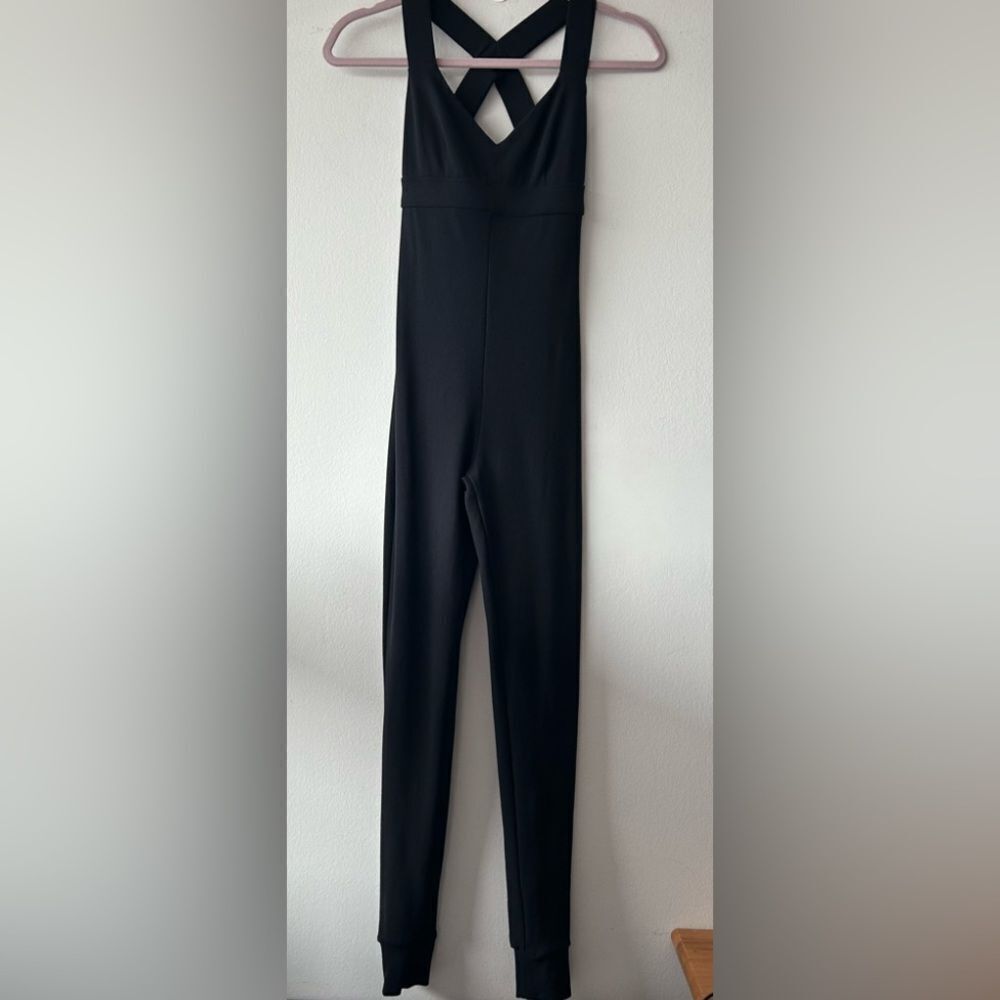 NO KA’OI Black Stretch jersey Yoga Jumpsuit